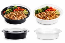 25 pack 16 Oz Microwavable Dishwasher Safe Plastic Round Food Container With Lid