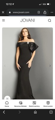 Jovani Gown Style 07014 Black Fitted Evening Dress Mother-of-Bride Prom Size 18