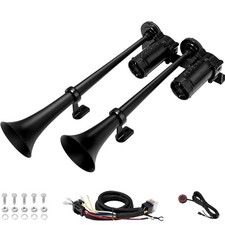 Car Horn 12V Air Horns for Truck Universal Super Dual-tube integrated black