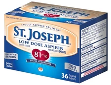 St. Joseph Aspirin Pain Reliever (NSAID) 81mg, Enteric 36 Count (Pack of 1) 