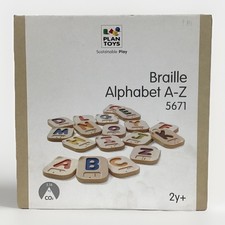 PlanToys Wooden Braille Alphabet Blocks A  Z Kids Sensory Educational Toy