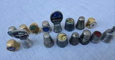 Vintage Lot of Metal Sewing Souvenir Thimbles (Lot of 16) Disneyland, Mexico, Fl