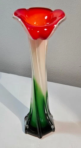 VTG Hand Blown Murano Style Vase, Jack in the Pulpit, 11.75" ~WAS $25~ #709