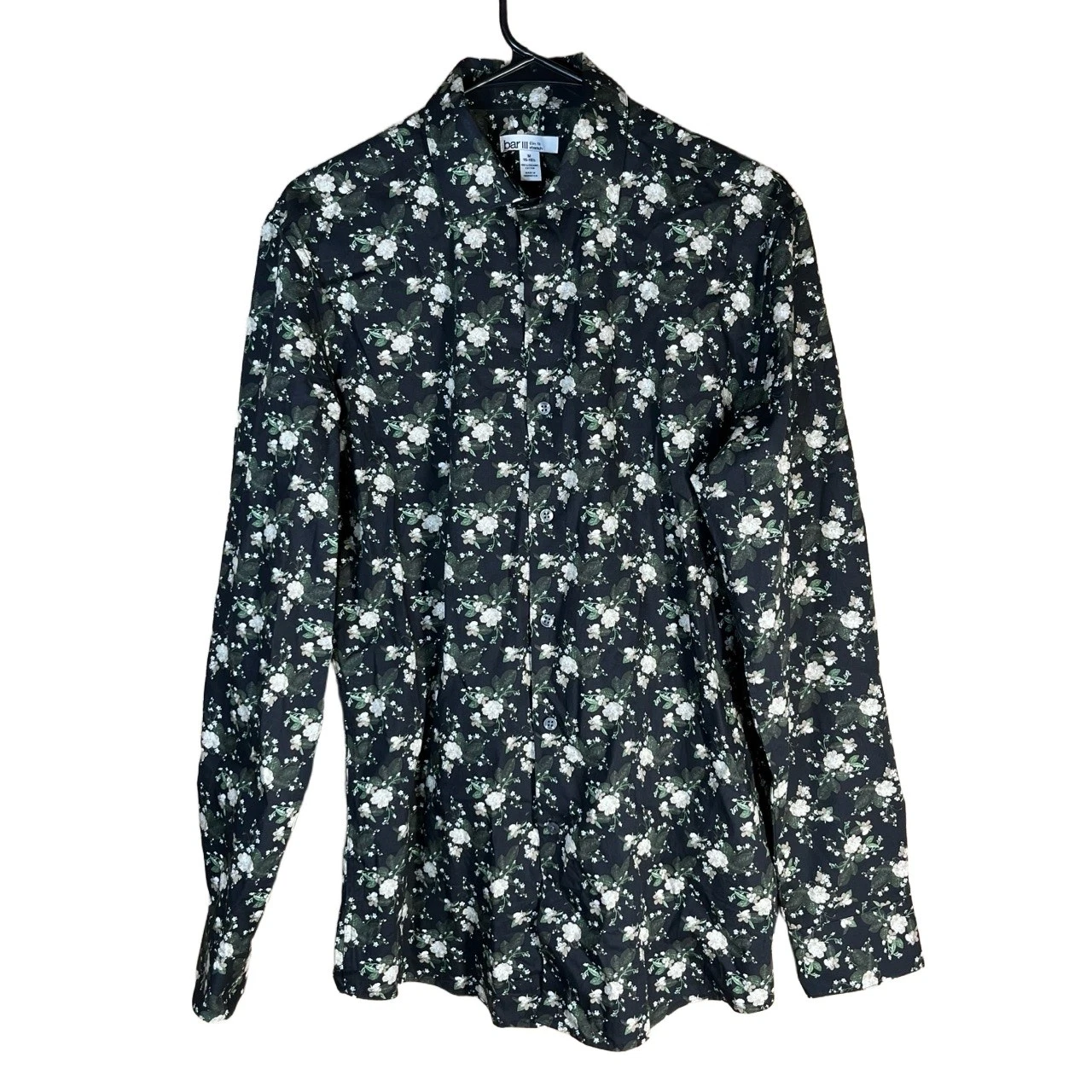 Bar III Shirt Mens Size M Floral Button Up Slim Fit Long Sleeve Organic Cotton