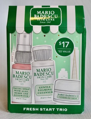 NWT Mario Badescu 3pc Fresh Start Trio Travel Set of Face Care Items
