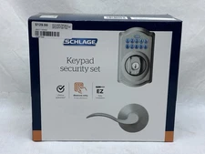 Schlage Camelot Satin Nickel Keypad Deadbolt Lock w/ Accent Door Handle