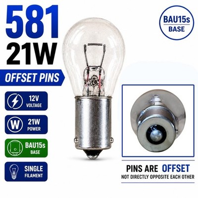 581 BAU15S PY21W klare Rückfahrscheinwerfer Glühbirne 12 V 21 W versetzte Pins