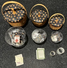 Longaberger Halloween Pumpkin Set of 3 Sm, Med & Lg with Protectors & Tie-On