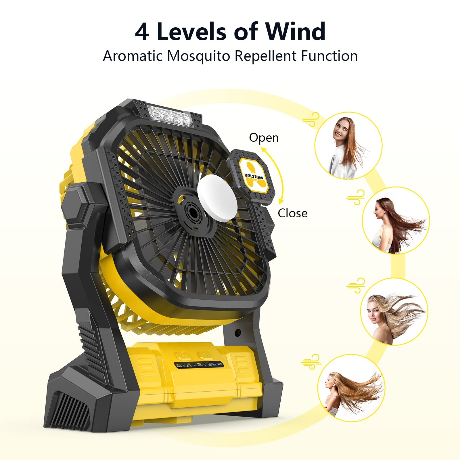 Portable Fan Rechargeable, 20000mah Cordless Battery Powered Fan with LED Lanter