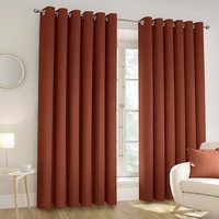 100% Blackout Eyelet Curtains Ready Made Ring Top Thick Thermal Linen Curtain UK