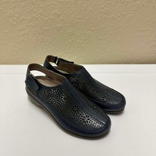 NEW EASY SPIRIT Women  s Dawn Dark Blue Leather Slingback Clogs Size 5