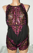 Cotelli Collection Spitzen - Body * Teddy  großzügig schwarz pink Gr. 4XL