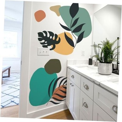  Boho Leaves Wall Decals Retro Abstract Plant Wall Art Stickers Living Room 