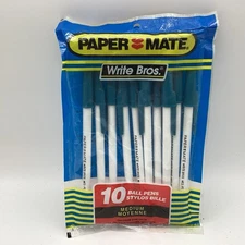 Vintage 1992 Paper Mate Write Bros 10-Pk BLUE Ink Medium Ball Pens Ballpoint NOS