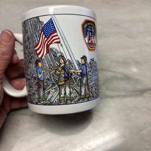 Vintage NYFD Depicts Raising The Flag At Ground Zero - Symbol of Hope Mug