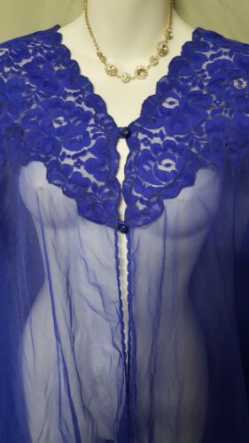Ventura Purple Robe Sheer Chiffon Knee Short Sleeve Size Medium 46" BUST - Picture 3 of 4