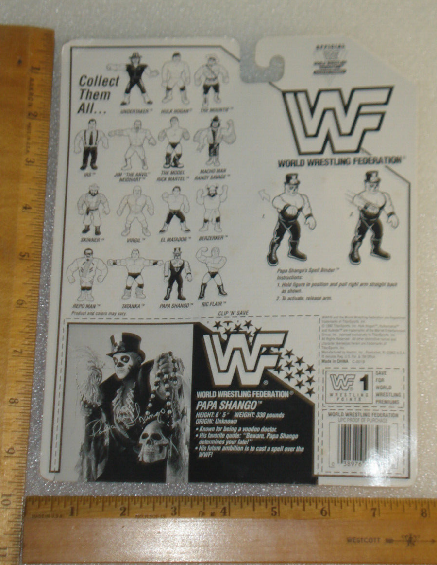 WWF Wrestling Hasbro 1992 Papa Shango Blue Card 7398 for