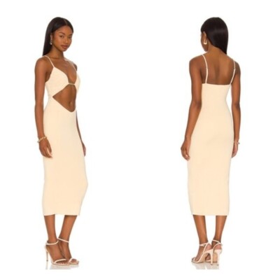 Camila Coelho | NWT Kendall Cut Out Bodycon Midi Dress in Vanilla Cake Size  M | eBay