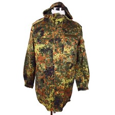 German Bundeswehr Flecktarn Camo Military Parka Jacket GR12 L Tall Hood Woodland