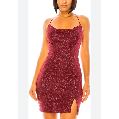 b darlin bodycon dress NWT B DARLIN Juniors' Metallic Cowlneck Mini Bodycon Dress size 13/14