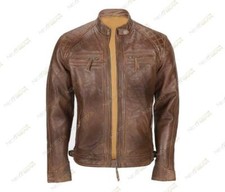 Men's  Biker Vintage Motorcycle Distressed Cafe Racer Leather Jacket