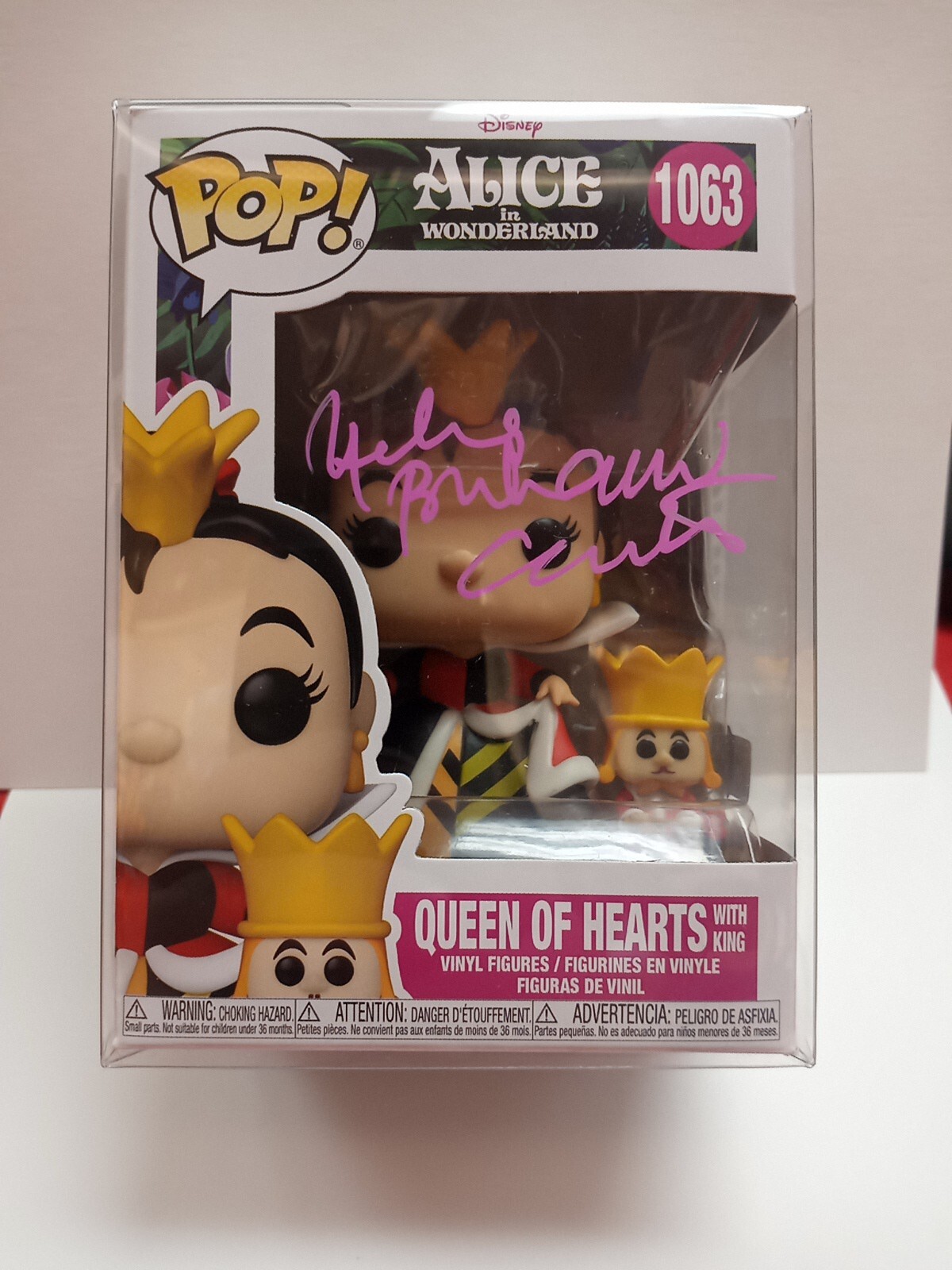 Funko Pop Disney 1063 Reina de Corazones Auténtico Helena Bonham Carter Firmado Certificado de Autenticidad