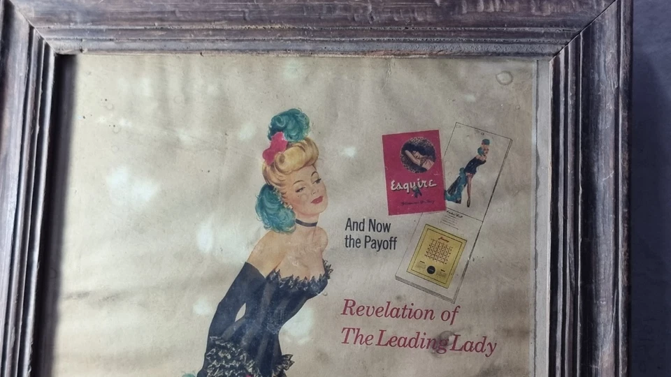 Vecchio antico calendario Esquire Girl Adv. Litografia. Stampa su carta con c... - Immagine 2 di 4