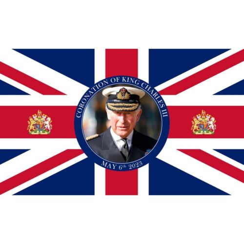 King Charles Coronation Flag Union Jack British Street Party Pub Banner 2023 - 第 1/1 張圖片