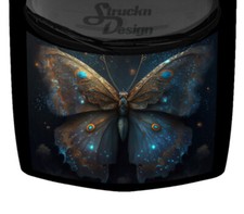 Galaxy Butterfly Blue Glimmer Shiny Hood Wrap Vinyl Graphic Decal 58