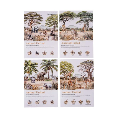 50Pcs Jungle Wild Animals Washi Stickers Lion Racoon Paper Sticker Kids Crafts - Image 1 of 4