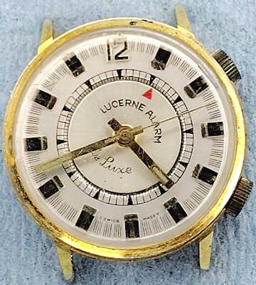 D1034 mens Vintage Lucerne Alarm Movement Manual Wind Up Old Watch