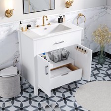 30" Bathroom Vanity w/Sink, Drawer, Freestanding Vanity Storage Cabinet, 2 Doors