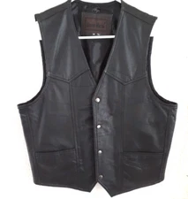 Men's Dona Michi 100% Black Leather Vest Size M