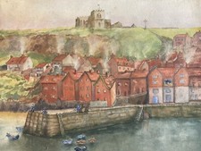 Beautiful Agnes Bradley Village 1960 England Watercolor Gouache Paper Painting