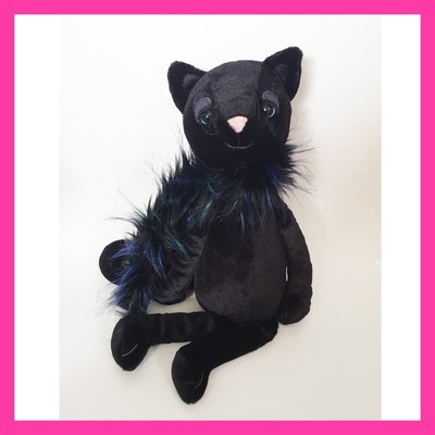 Peluche Jellycat London Glamorama chat chat noir avec écharpe 17
