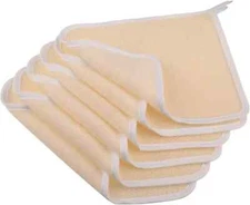 PHOGARY 6 Pack Exfoliating Wash Cloths for Body Scrub and Face Clean, Beige