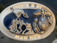 VINTAGE 1982 UNITED STATES MARINES - IWO JIMA FLAG RAISING BUCKLE