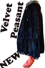 Gypsy crushed velvet skirt black gothic wicca peasant large hippy punk steampunk
