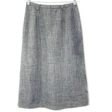 Sag Harbor GRAY Poly Tweed Pattern 12 Large MAXI Career Skirt Elastic Lined