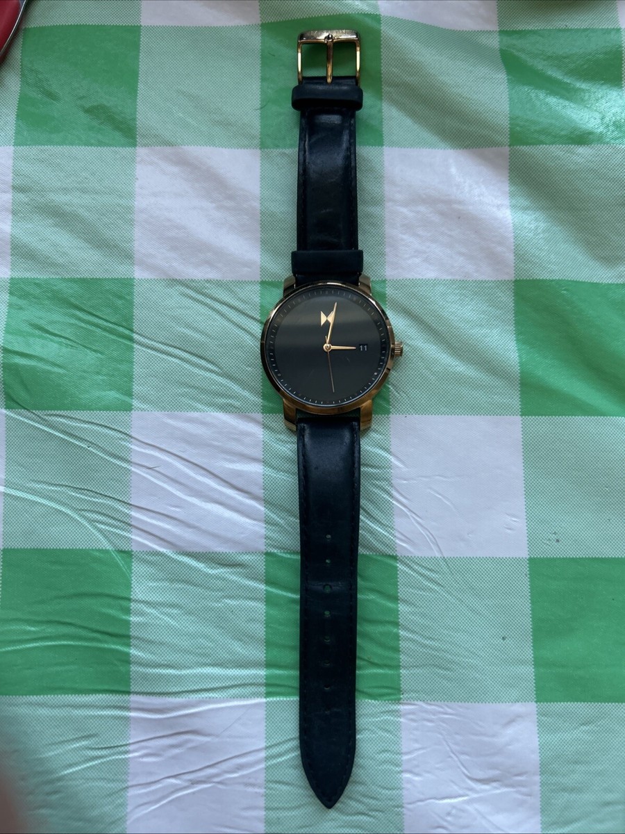 MVMT Gold Tone Black Leather Band Women display picture 3