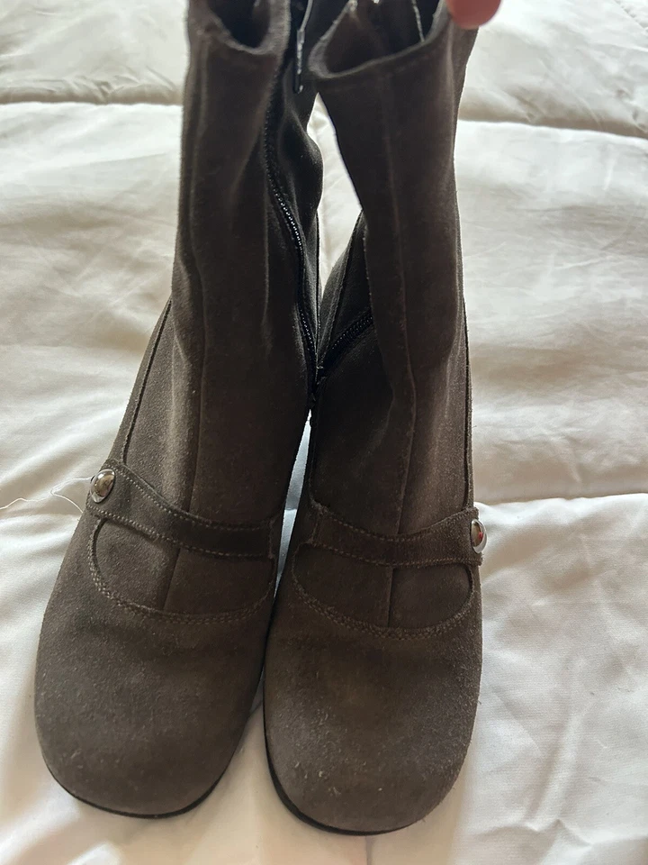 La Canadienne Botines Mujer 7M Impermeables Marrón Gamuza Cuero Cremallera Botín Foto 4 de 4