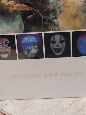 Rechargeable LED Gesture Face Mask w/Bluetooth App, Customizable Shining Mask