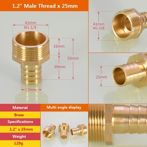 Schlauchtülle Innen/Außen-gewinde Fitting Messing Schlauchnippel Adapter konisch - Picture 15 of 19