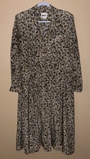 1980s Vintage Leslie Fay Dress Long Button Down Drown Floral Pattern Size 14