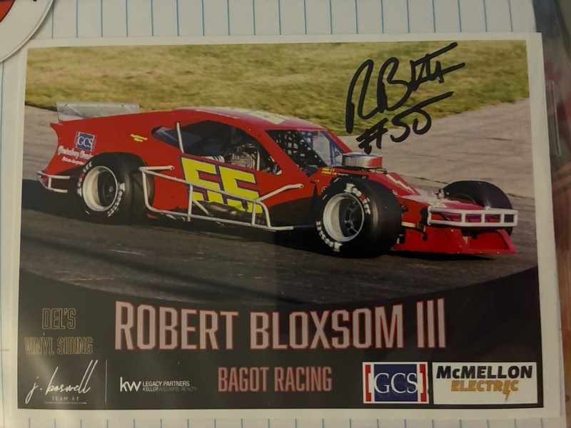 Robert Bloxsom III autographed Sk Modified Racing Hero Card