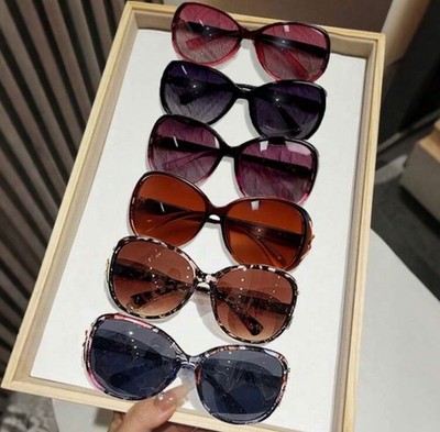 6pcs Women's Large Plastic Gradient Fashion Glasses Set, Suitable For Street, Su