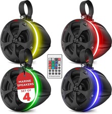 Pyle 800W Waterproof Off-Road Speakers 4" 2-Way Marine Grade Wakeboard 2 Pair