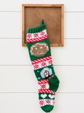 Classic Christmas Hand Knitted Christmas Stocking: Gingerbread Man, Snowflakes