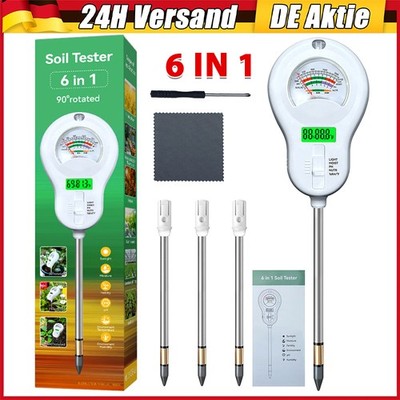 Soil PH Tester Digital Soil Thermometer Soil Moisture Meter Gardening Tool 6 In1