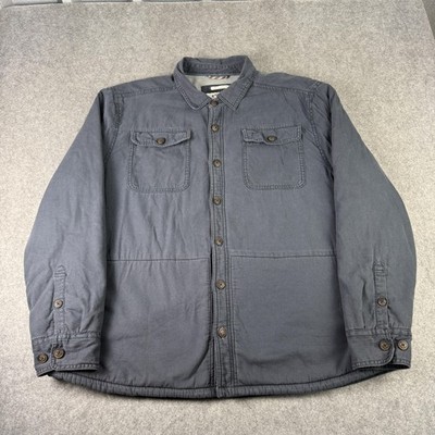 Fat Face Jacke Herren 3XL blau Fleece gefüttert Knopfleiste Overshirt Workwear Utility